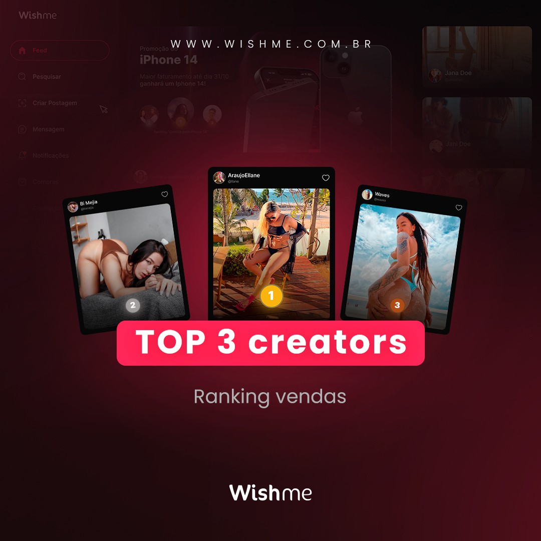 Imagem 1 de 1 - Em nossa estreia do perfil oficial, é com grande prazer que apresentamos as top 3 criadoras do momento 🔥

@[270](llane) @[828](bimejia) @[4](waves)}